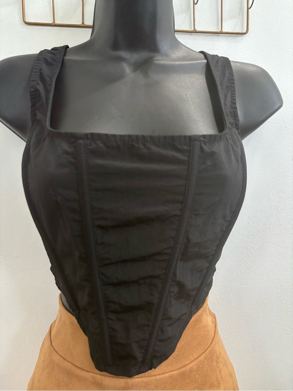 Cherry Mellow Black Corset-Style Crop Top